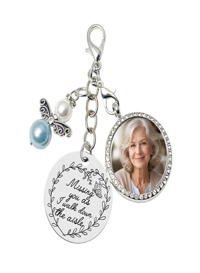 Dorla Cool Something Blue for Bride Memorial Wedding Bouquet Locket Charm DIY 2-Photo Frame Guardian Angel Charm Bridal Something Blue Gift On Wedding Day Remembrance Gifts - Image 1