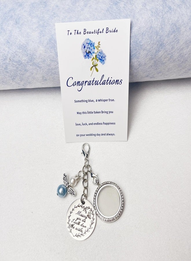 Dorla Cool Something Blue for Bride Memorial Wedding Bouquet Locket Charm DIY 2-Photo Frame Guardian Angel Charm Bridal Something Blue Gift On Wedding Day Remembrance Gifts - Image 3