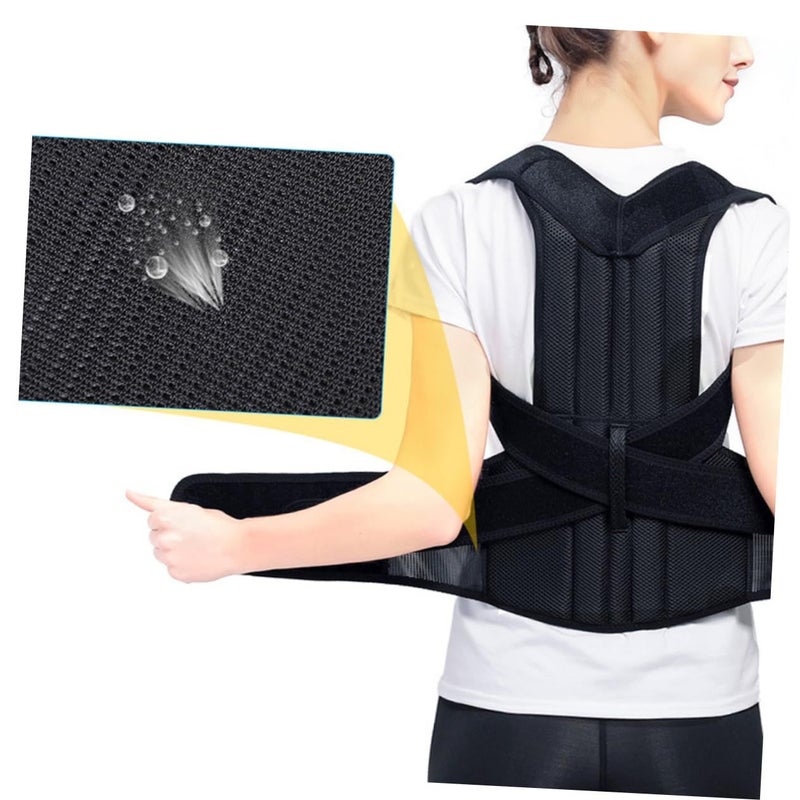 Adjustable Back Brace For Posture Correction Hunchback Relief Lumbar Support Black - Image 3