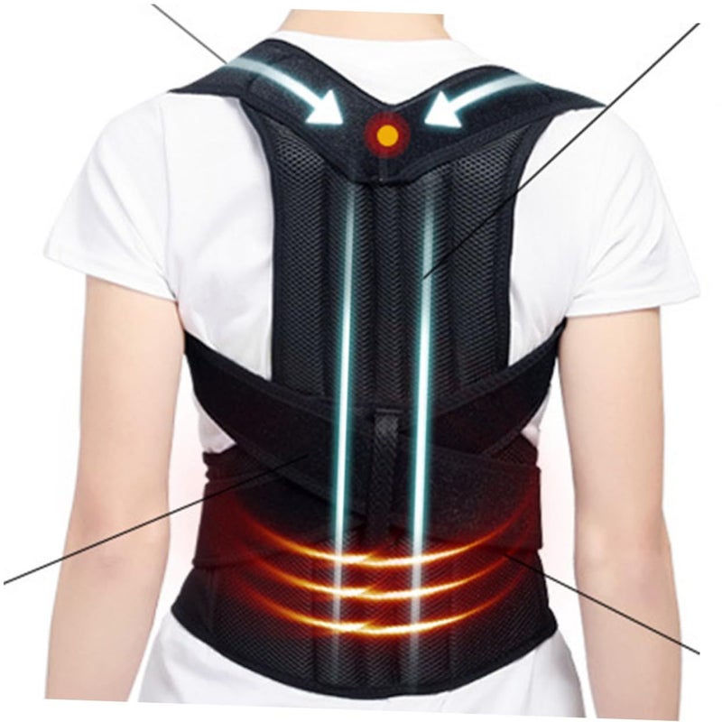 Adjustable Back Brace For Posture Correction Hunchback Relief Lumbar Support Black - Image 4
