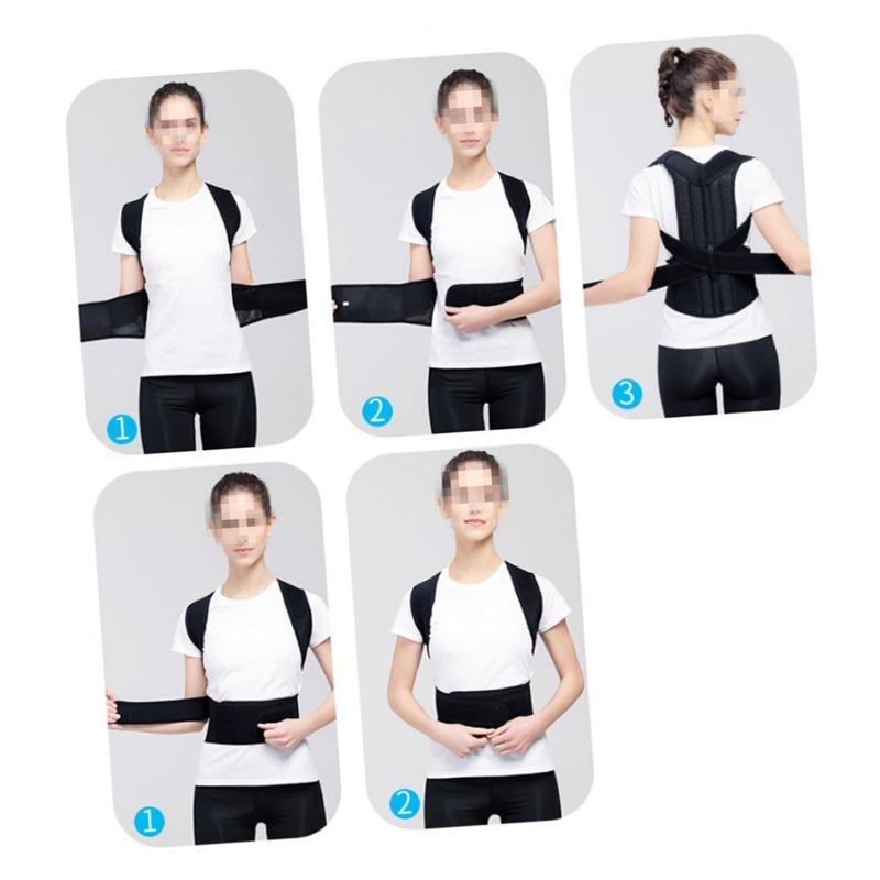 Adjustable Back Brace For Posture Correction Hunchback Relief Lumbar Support Black - Image 5