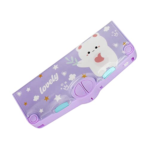 Minache Multifunction Pencil Case Pencil Box with 2 Compartments Cartoon Pattern Stationery Set with Pop Out Scissors and Pencil Sharpener - Image 1