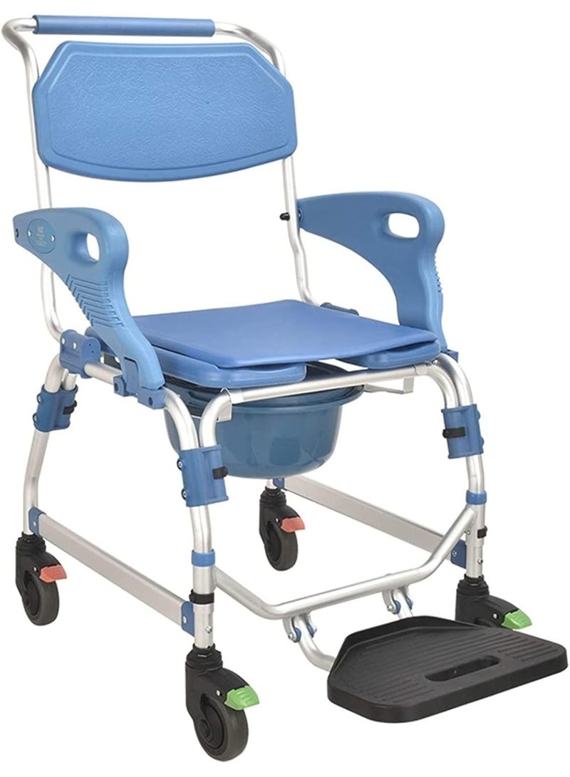 Media 4 in 1 Chair Shower Commode Mobile Wheelchair with Padded for Toilet Seat Shower, for Elderly Disabled Person Mobile Toilet - Image 2