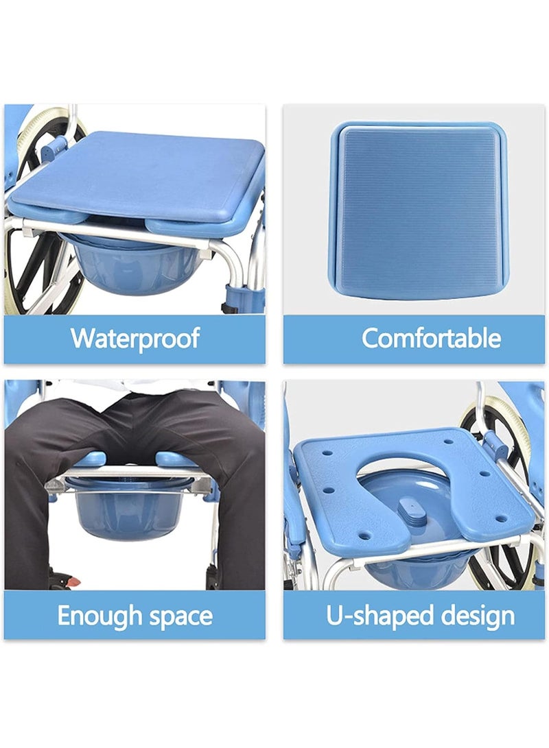Media 4 in 1 Chair Shower Commode Mobile Wheelchair with Padded for Toilet Seat Shower, for Elderly Disabled Person Mobile Toilet - Image 4