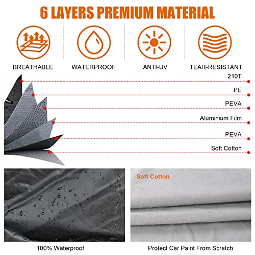 SPORTULI Waterproof Car Cover Replace for 2008-2025 Audi A4/S4 Sedan, 6 Layers All Weather Full Car Covers with Zipper Door & Windproof Bands for Snow Rain Dust Hail Protection (A4) - Image 2