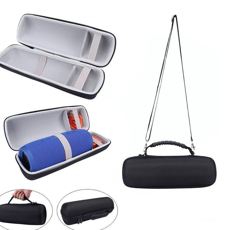 2pcs Travel Hard Case Dual-compartment Carrying Storage Bag with Handle Strap for Charge 3 Speaker - Image 3