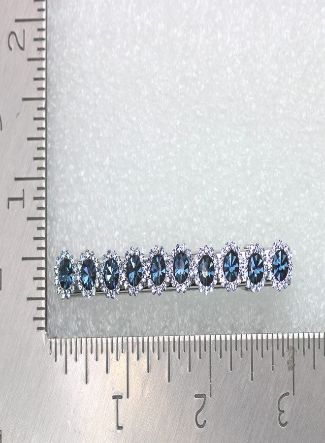 Faship Gorgeous Navy Blue Crystal Floral Small Alligator Hair Clip - Image 3