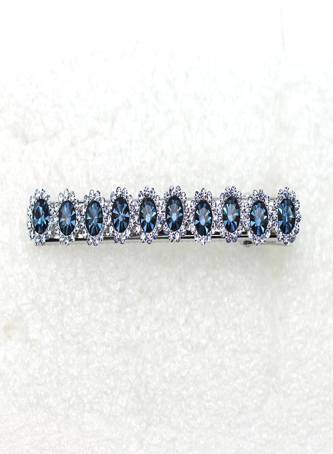 Faship Gorgeous Navy Blue Crystal Floral Small Alligator Hair Clip - Image 2