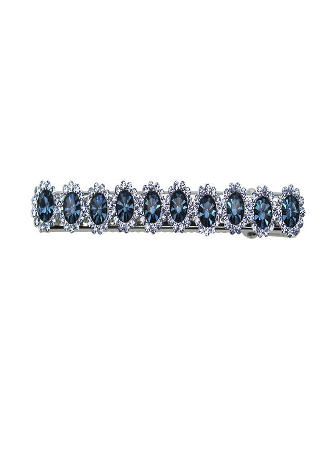Faship Gorgeous Navy Blue Crystal Floral Small Alligator Hair Clip - Image 1