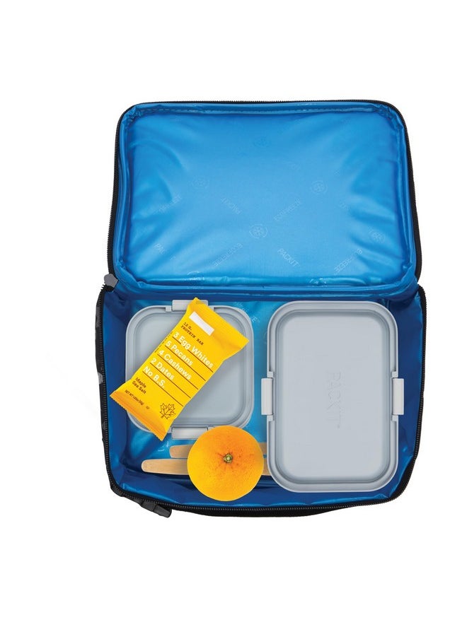 PACKIT - PackIt Freezable Classic Lunch Box, Dino Camo Charcoal, Built with EcoFreeze Technology, Collapsible, Reusable, Zip Closure With Zip Front Pocket and Buckle Handle, Designed for Lunches - Image 1