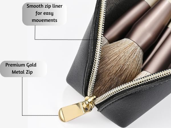 AROPANA Vegan Leather Pencil Case & Organizer - Portable Premium Zipper Pouch for School, Office, and Travel - Multi-Use Organizer for Stationery|Cosmetic|Makeup Brushes-21cm x 5cm - Black - Image 5
