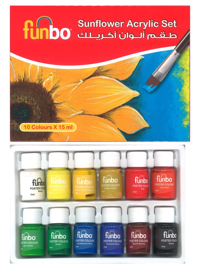 Funbo 10-Piece Sunflower Acrylic Set Multicolour - Image 1