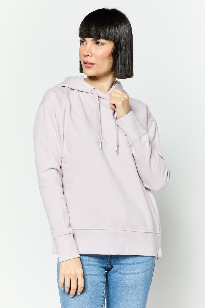 ESPRIT سويت شيرت نسائي بغطاء رأس بأكمام طويلة بلون ليلك - Image 1