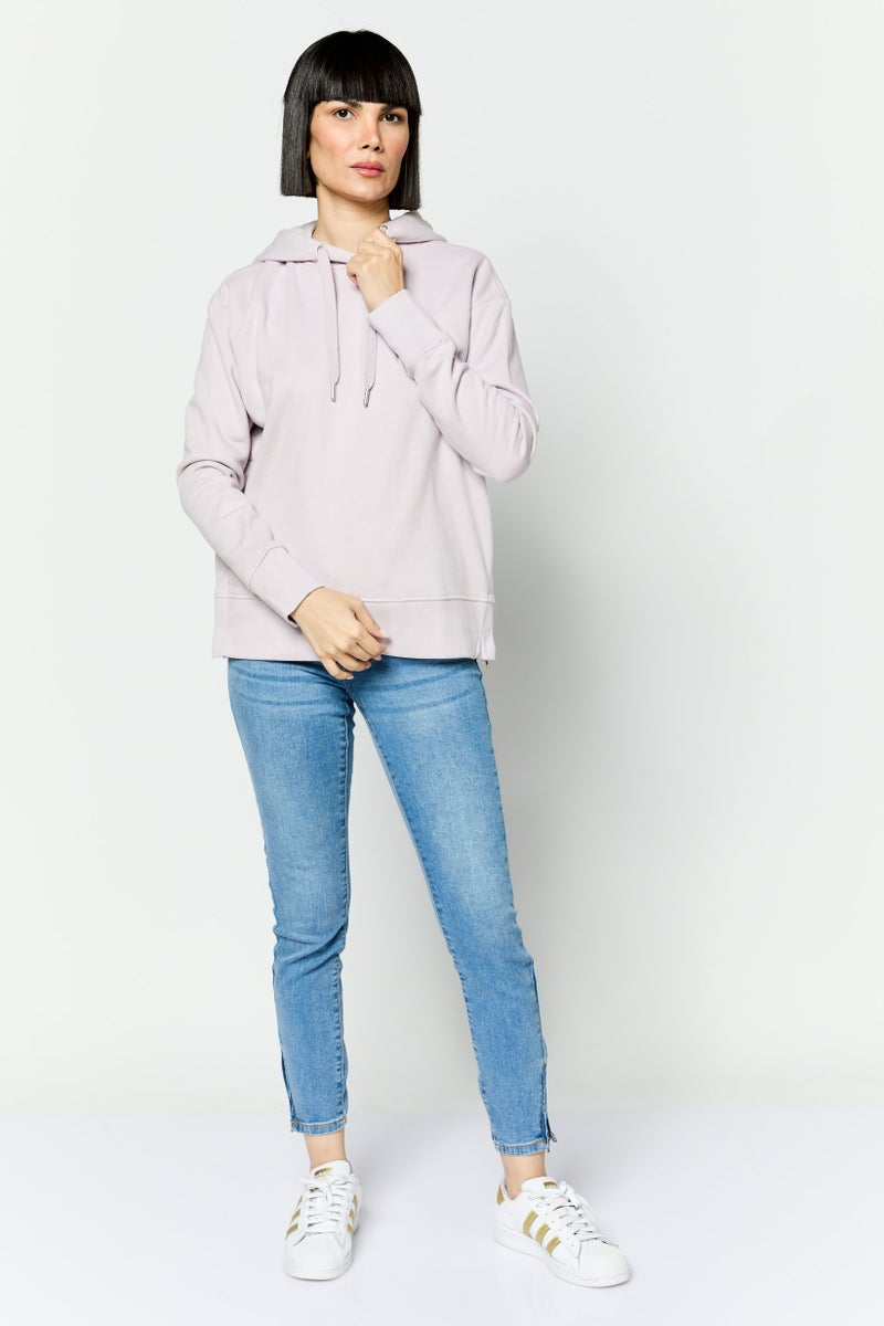 ESPRIT سويت شيرت نسائي بغطاء رأس بأكمام طويلة بلون ليلك - Image 3