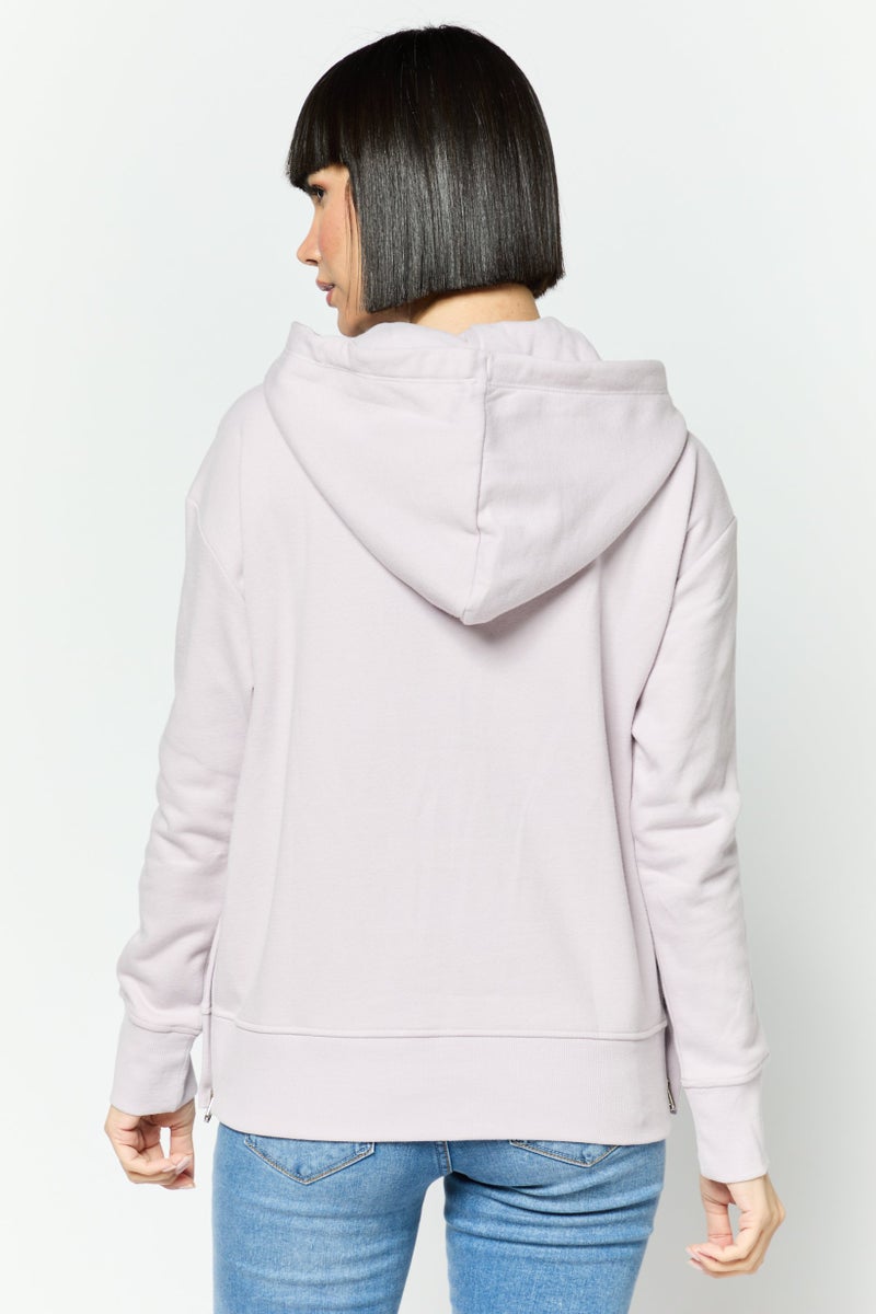 ESPRIT سويت شيرت نسائي بغطاء رأس بأكمام طويلة بلون ليلك - Image 4