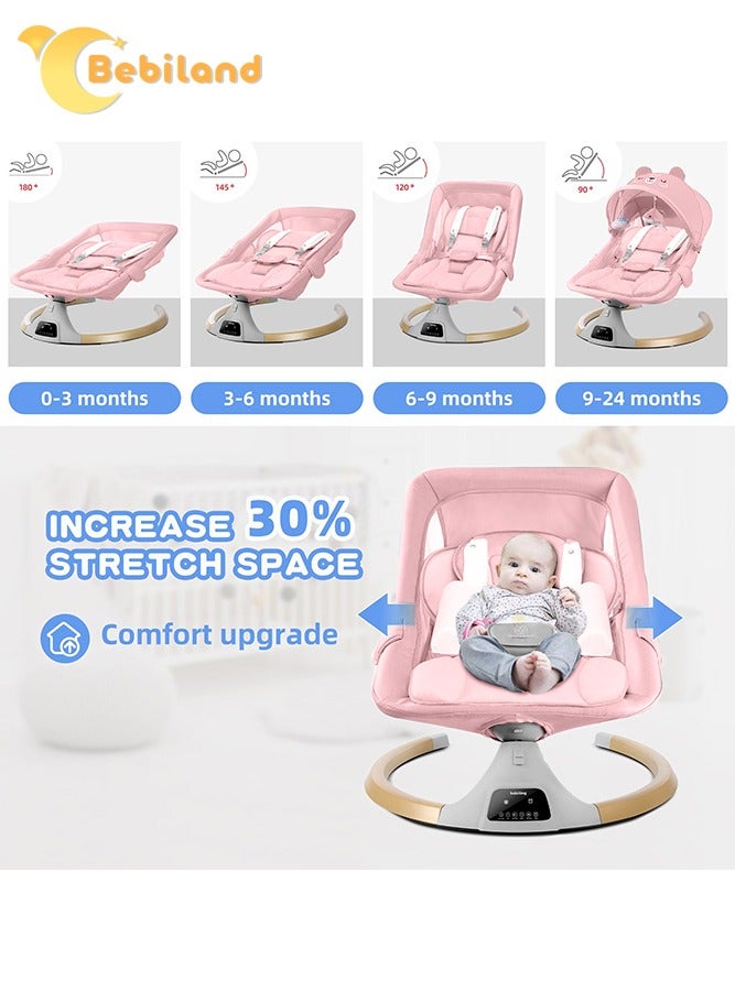 Bebiland Bear Shape Baby Swing with Detachable Dinner Plate, Requires Power Outlet or Power Bank Connection, 3-in-1 Electric Rocking Chair with Remote Control, 4 Gears Sway Time, Bluetooth Support Baby Bouncer for 0-24 Months Toddler Infant (Pink)  - Image 3