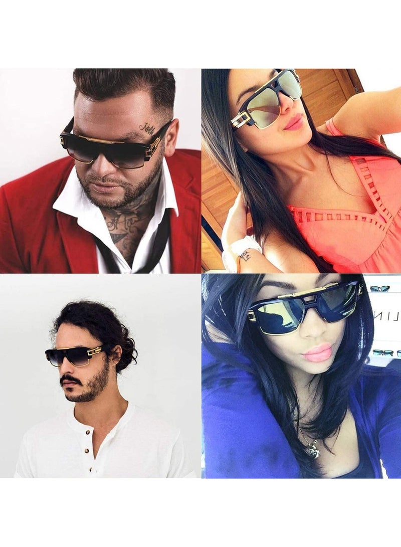 Square Sunglasses Classic Oversized Sun Glasses Retro Semi Rimless Gold Alloy Frame UV400 Fashionable Hinged Outdoor Plain Sunglasses for Men and Women Frame Square Frame Retro Trend Sunglasses - Image 2