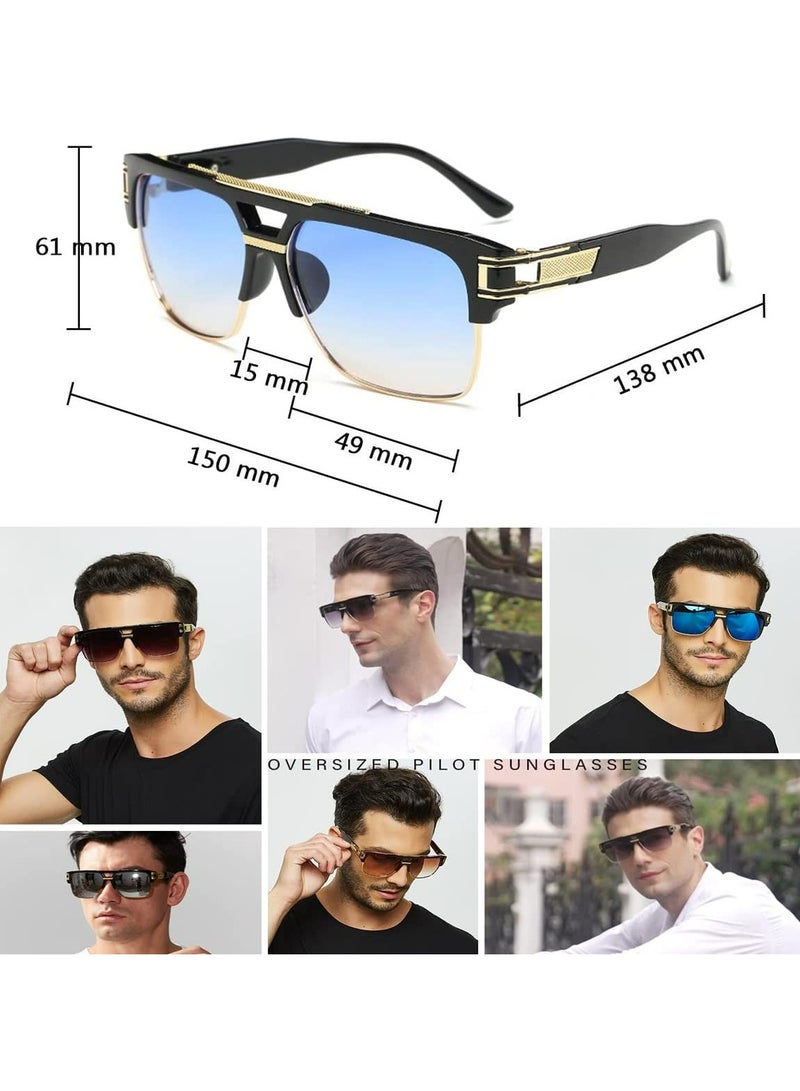 Square Sunglasses Classic Oversized Sun Glasses Retro Semi Rimless Gold Alloy Frame UV400 Fashionable Hinged Outdoor Plain Sunglasses for Men and Women Frame Square Frame Retro Trend Sunglasses - Image 1