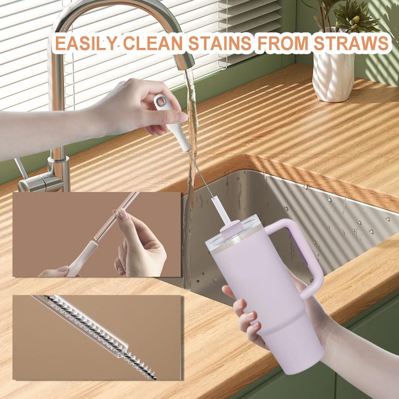 BSMstone Cup Lid Cleaning Brush Set Multifunctional Bottle Cleaning Tools Portable Gap Cleaner Kit for Baby Bottle Sippy Cup Tubes Teapot Spout - Image 2