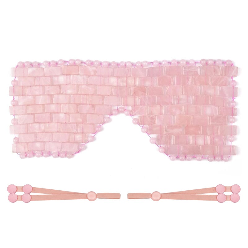 ideayard Rose Quartz Eye Mask, Cooling Eye Mask 100% All Natural Crystal Mask for Facial Puffy Eyes Reusable - Image 1