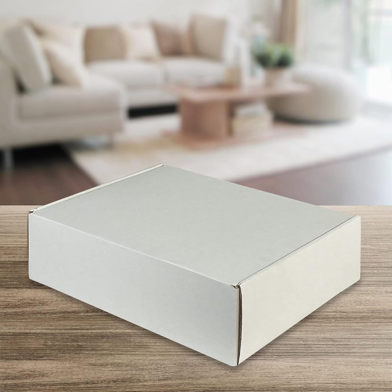 صناديق شحن مقاس 12×9×3 بوصة مجموعة من 20 صندوقًا، من الورق المقوى المموج الأبيض - Image 5