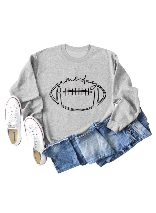 Womens Game Day Sweatshirt Football Graphic Print Pullover Long Sleeve Crewneck Casual Tops - Image 1