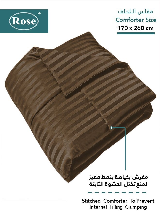 ROSE Classic Luxury Hotel Striped Comforter, Premium Microfiber, Set of 4 pieces, Soft Lightweight, Extra Twin size 260x170 cm, Dark Brown - pzsku/Z536319C82E36370BBD39Z/45/_/1707387928/b79a0f30-1374-4817-8705-b511e2182301