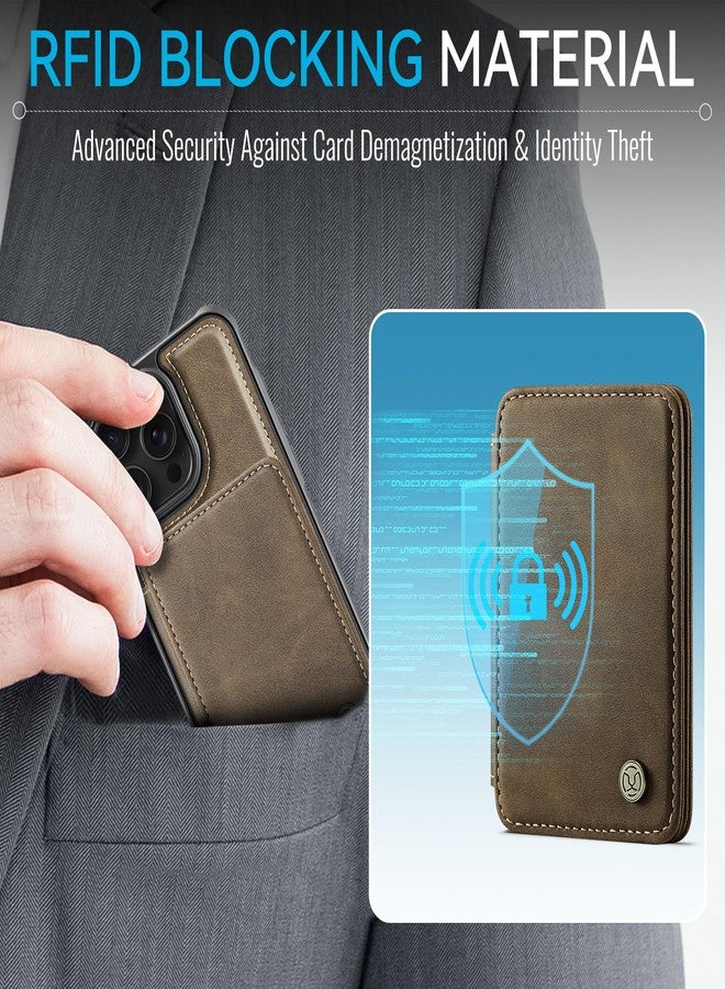 Usroom Compatible with Magsafe for iPhone 13 Pro Wallet Case Magnetic Card Holder, RFID Blocking 2 in 1 Detachable Kickstand Shockproof Cover for Women Men, Brown - Image 3
