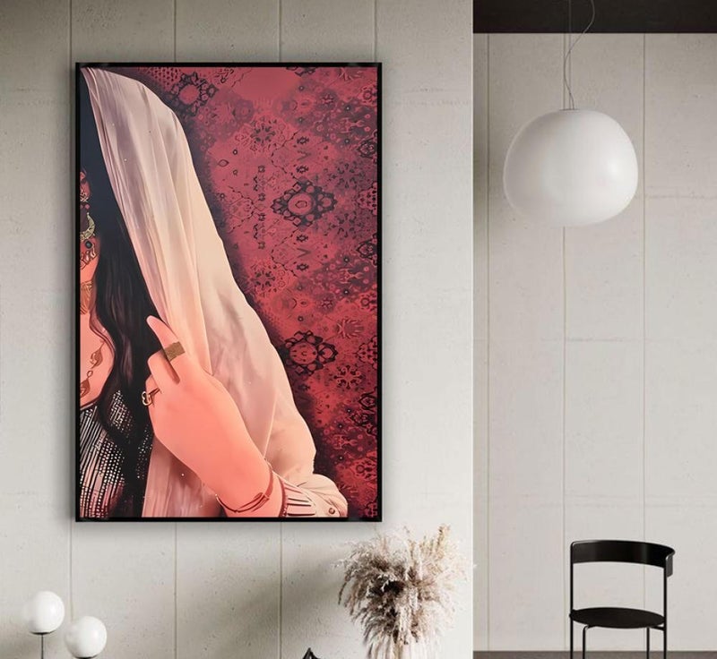 ماركتنا لوحة قماشية بتصميم فتاة مع برواز مجوف مقاس (50×70) قطعة واحدة - Image 3