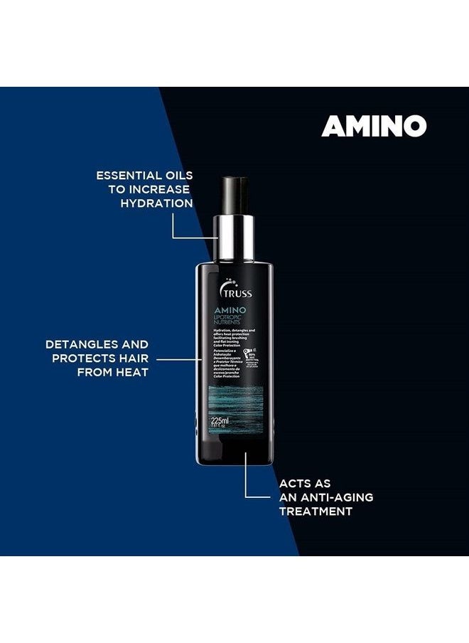 Professional Amino Miracle - Heat Protectant Spray for Hair, Seals Cuticle, Repairs Dry Damaged Hair, Frizz Control, Detangles, Adds Shine, Color Protection, Ant-Aging (7.61oz)