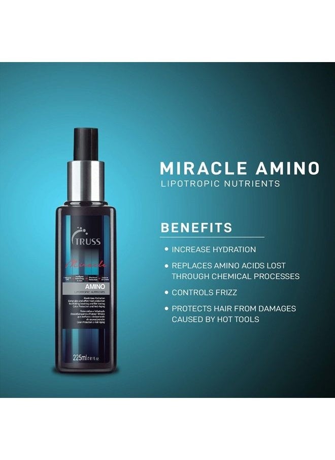 Professional Amino Miracle - Heat Protectant Spray for Hair, Seals Cuticle, Repairs Dry Damaged Hair, Frizz Control, Detangles, Adds Shine, Color Protection, Ant-Aging (7.61oz)