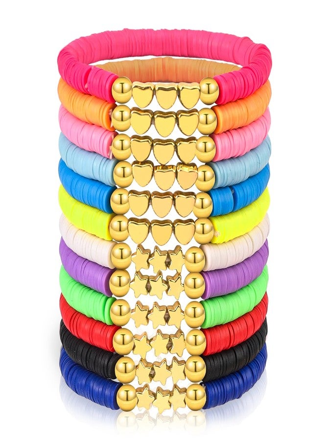 LUYI 12 Pcs Preppy Jewelry Bracelets Set Friendship Beaded Bracelets for Women - Image 1
