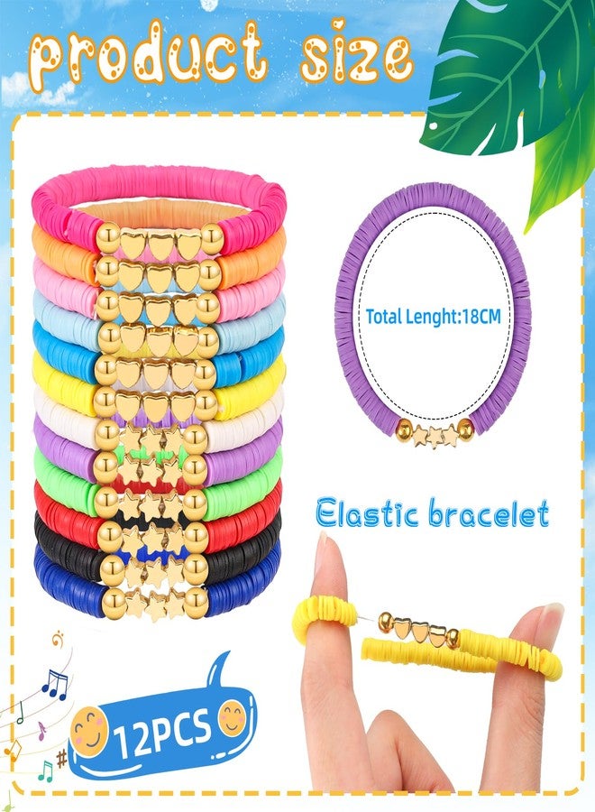 LUYI 12 Pcs Preppy Jewelry Bracelets Set Friendship Beaded Bracelets for Women - Image 3