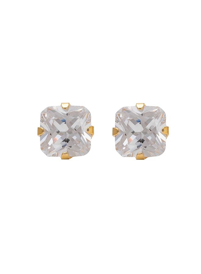 Studex 7*7MM Cubic Zirconia Princess Cut 24K Pure Gold Plated Ear Studs - Image 1