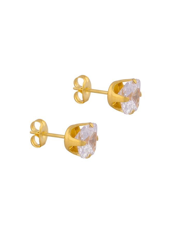 Studex 7*7MM Cubic Zirconia Princess Cut 24K Pure Gold Plated Ear Studs - Image 2