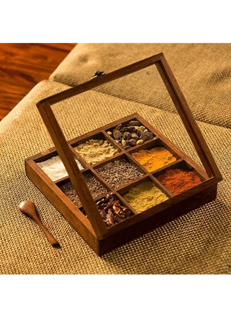 QUESERA Kitchen Spice Box with Spoon Masala Dabba Containers Jars  - Image 1