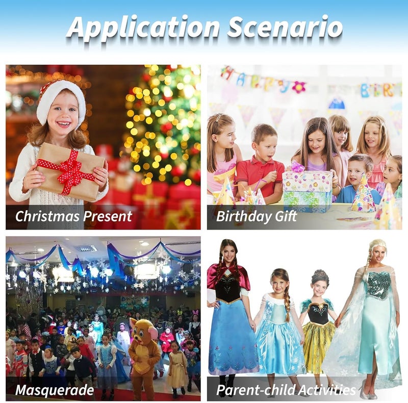 SWIUKPHE 7-Piece Princess Costume Set for Girls with Blonde Braid Wig, Tiara, Gloves, Necklace, Bracelet, Earrings, and Wand - Image 3