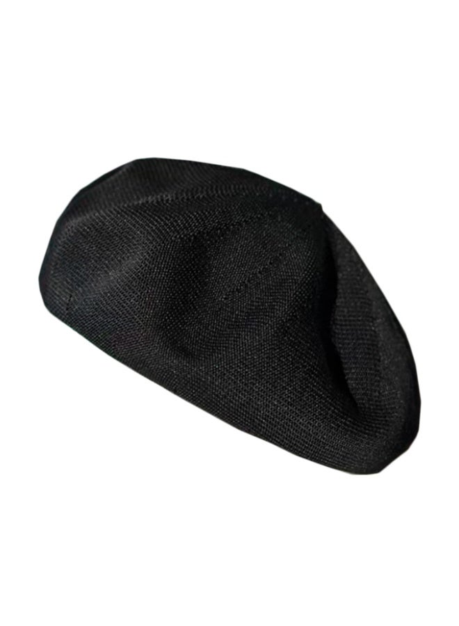 Women's Knitted Summer Beret Hat, Thin French Style, Size Adjustable, Solid Color - Image 1