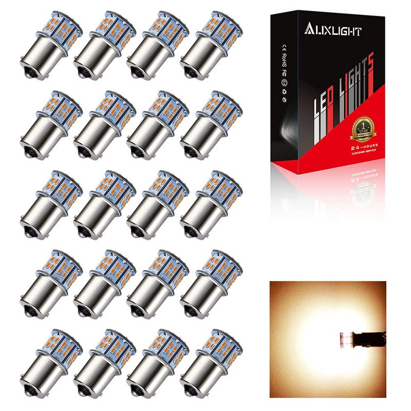 AUXLIGHT 20 PCS 1156 1141 1003 7506 BA15S RV Interior Light Bulbs, Super Bright 50SMD LED Replacement for 12 Volt RV Camper Trailer Boat Trunk Interior Lights (Warm White)