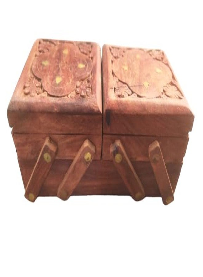 RAMADHARI CREATION Wooden Jewellery Box – Handcrafted Sheesham Wood Storage Organizer with Velvet Lining | Multipurpose Jewellery Case for Rings, Earrings, Bangles & Gifts - Image 5