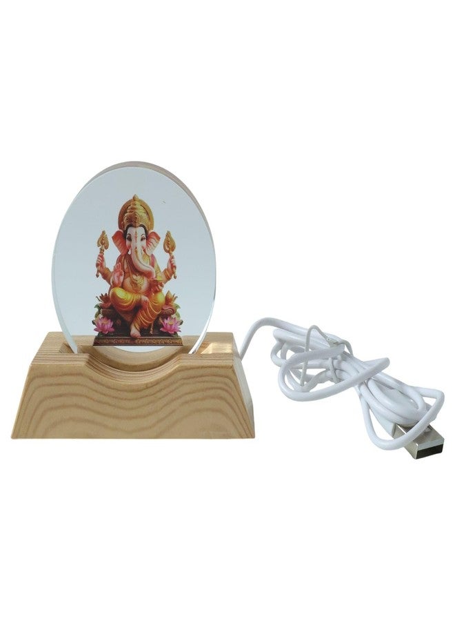 Oblivion Night Light for Bedroom – 3D Lord Ganesha Acrylic LED Night Lamp with Wooden Base, USB Power Decorative Table Lamp for Home, Mandir, Bedroom & Office Desk, Perfect for Gifting (Pack of 1) - Image 3