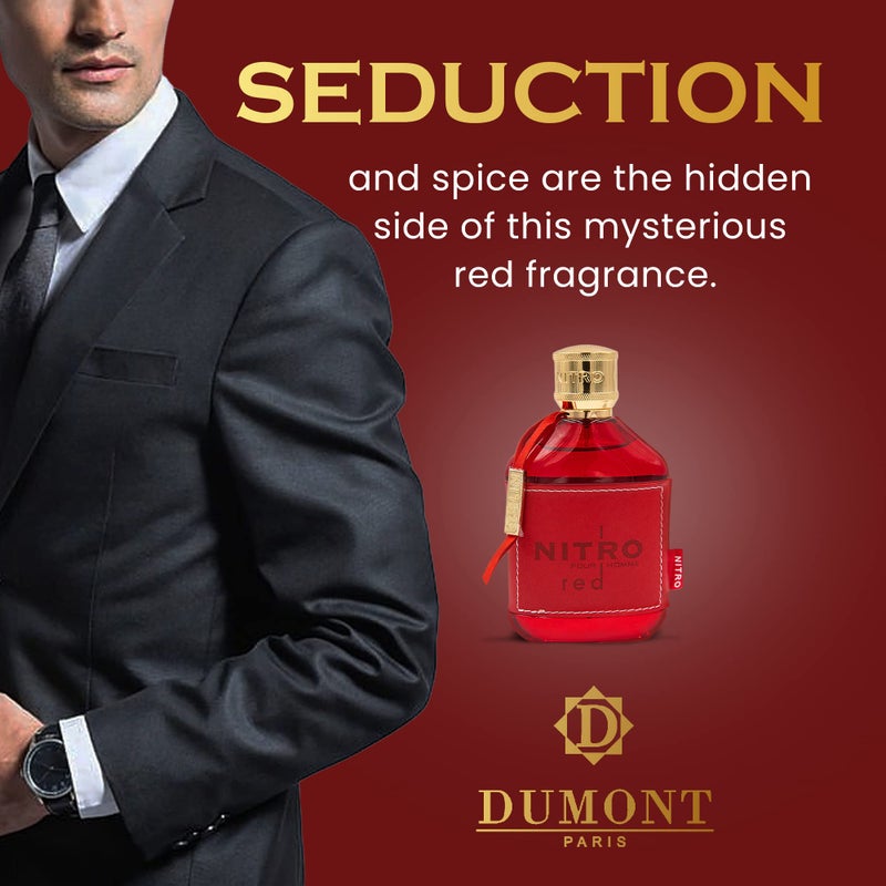 Dumont NITRO RED - 3.4oz - Eau De Parfum - Luxury Perfume for Men - Fruit, Woody, Floral & Masculine Fragrance - Long Lasting Cologne Mist & Body Spray - for Him - Image 4
