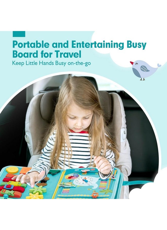 KolorFish - KolorFish Busy Board 9 in 1 Toddler Toy from 2 Years Girls Boys - Activity Board Motor Skills Toy, Baby Sensory Montessori Toy from 1 2 3 4 Years Educational Toy (Blue Farm) - Image 1
