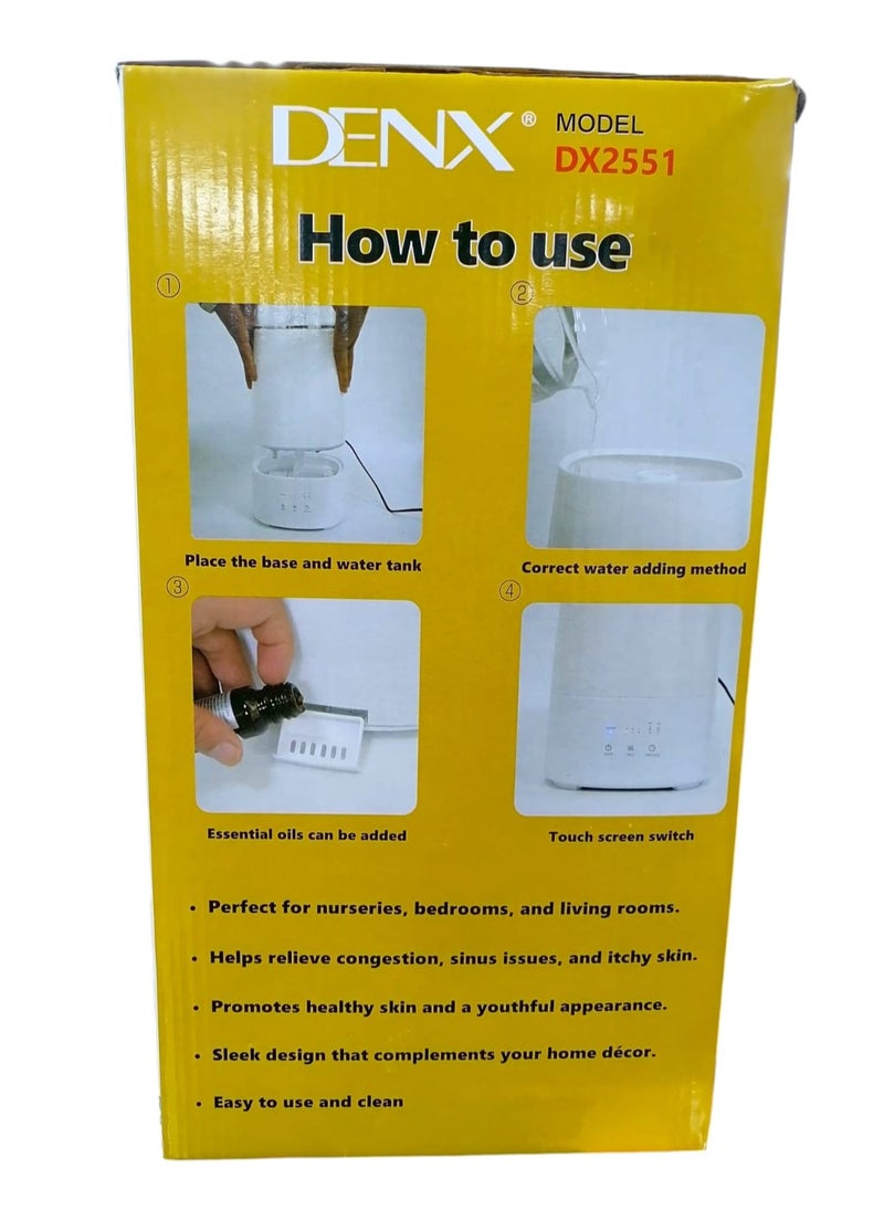 Denx - Humidifier and diffuser features 22 watts of power and a capacity of 3.5 liters to humidify and purify the air - Image 1
