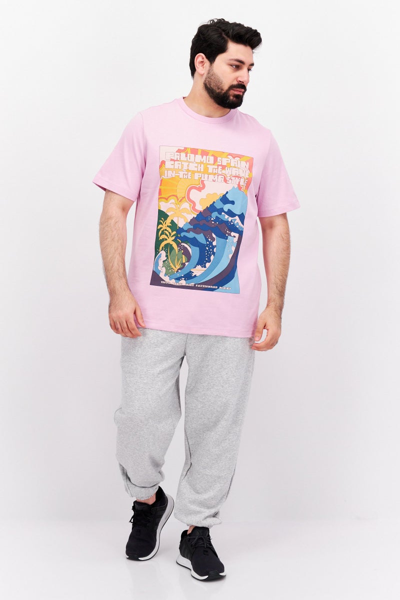 PUMA تي شيرت رياضي للرجال بأكمام قصيرة مناسب، لون بنفسجي مدمج - Image 4