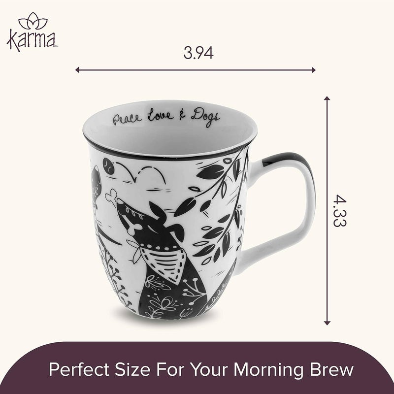 Karma Gifts 14 oz Black and White Boho Mug Raven - Cute Coffee and Tea Mug - Ceramic Coffee Mugs for Women and Men - Image 2