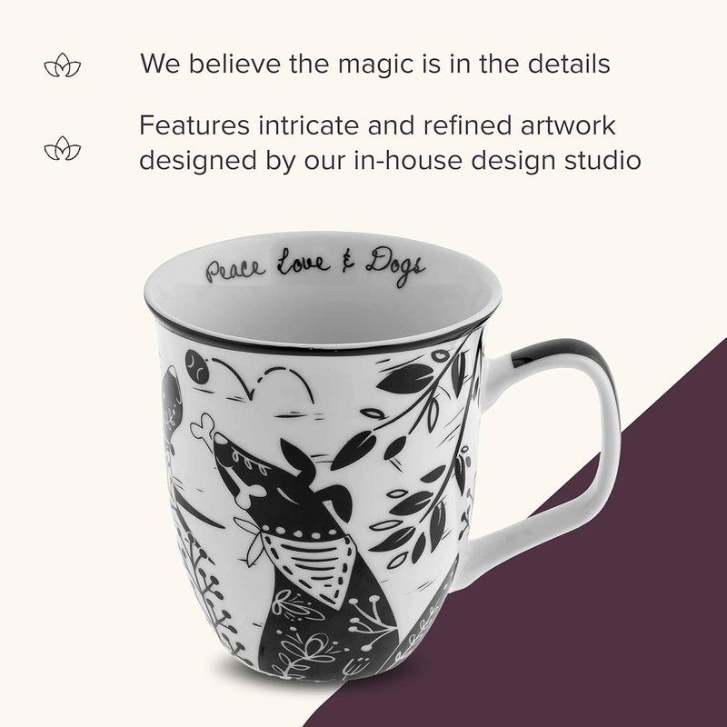 Karma Gifts 14 oz Black and White Boho Mug Raven - Cute Coffee and Tea Mug - Ceramic Coffee Mugs for Women and Men - Image 4