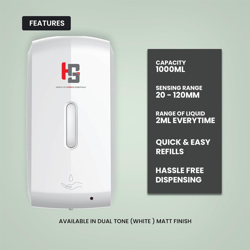 HS WORLD OF HORECA ESSENTIALS HS Automatic Soap Dispenser 1000ml Touchless Dispenser with Precise Motion Sensor ABS Material Sleek Modern Design 20120mm Sensing Range HassleFree for Bathroom Kitchen - Image 3