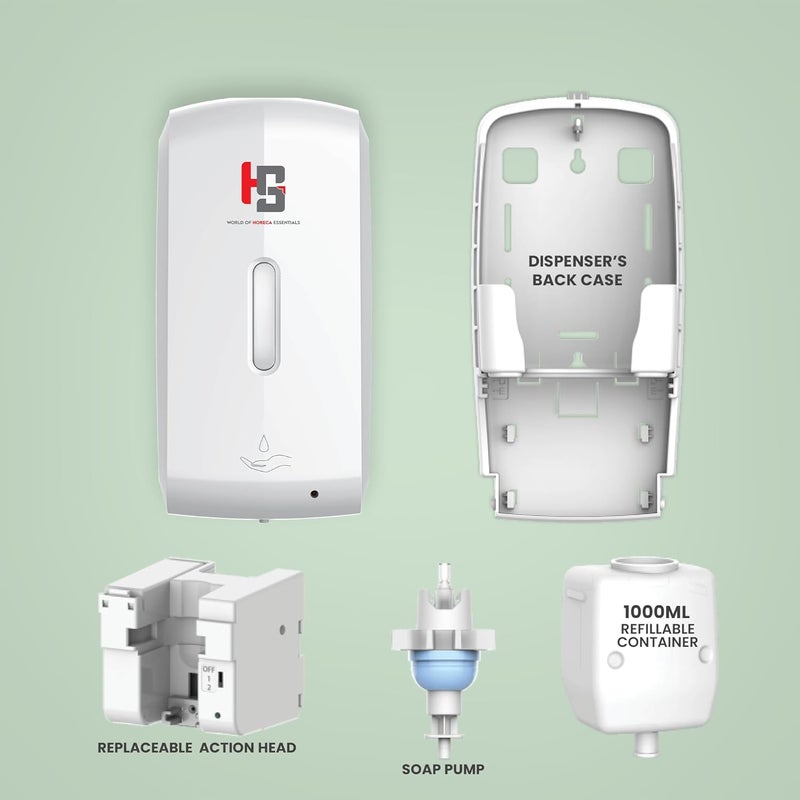 HS WORLD OF HORECA ESSENTIALS HS Automatic Soap Dispenser 1000ml Touchless Dispenser with Precise Motion Sensor ABS Material Sleek Modern Design 20120mm Sensing Range HassleFree for Bathroom Kitchen - Image 4