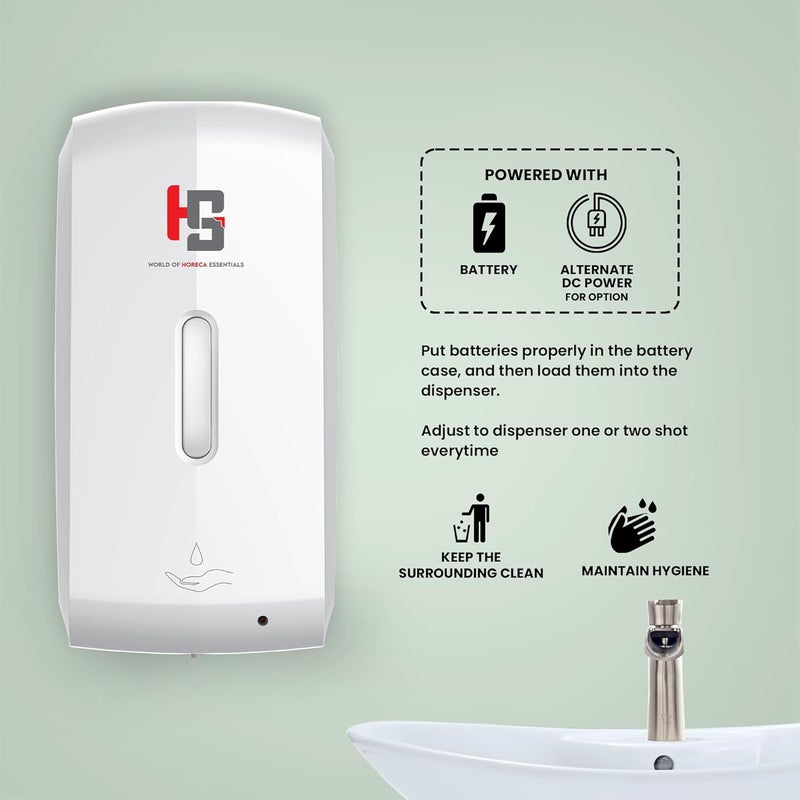 HS WORLD OF HORECA ESSENTIALS HS Automatic Soap Dispenser 1000ml Touchless Dispenser with Precise Motion Sensor ABS Material Sleek Modern Design 20120mm Sensing Range HassleFree for Bathroom Kitchen - Image 5
